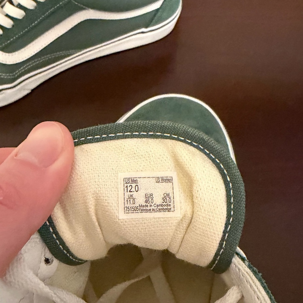 Vans Old Skool Size 12 Green Suede - Picture 10 of 11